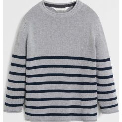 Mango Kids - Sweter Scot 110-164 cm. Szare swetry chłopięce Mango Kids, bez wzorów, z bawełny, z okrągłym kołnierzem. Za 89,90 zł.
