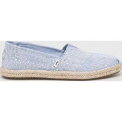 Toms - Espadryle Chambray Dots On Rope. Niebieskie espadryle damskie marki Toms, bez wzorów, z materiału, bez obcasa. Za 259,90 zł.