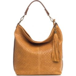 Shopper bag damskie: Skórzana torebka w kolorze brązowym – 36 x 20 x 35 cm