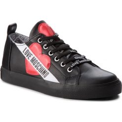 Trampki LOVE MOSCHINO - JA15013G16ID000A Nero. Czarne trampki i tenisówki damskie Love Moschino, na imprezę, z aplikacjami, z gumy, bez obcasa, na płaskiej podeszwie, bez zapięcia. W wyprzedaży za 429,00 zł.