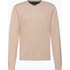Finshley & Harding - Sweter męski z dodatkiem kaszmiru, beżowy. Brązowe swetry klasyczne męskie marki Finshley & Harding, xl, z aplikacjami, z bawełny. Za 229,95 zł.