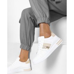 Biało-Beżowe Sneakersy Leunara. Białe sneakersy damskie Born2be. Za 79,99 zł.