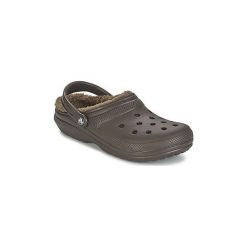 Chodaki Crocs CLASSIC LINED CLOG. Pomarańczowe klapki damskie Crocs, bez wzorów, bez obcasa. Za 149,30 zł.