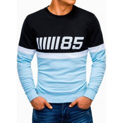 Bluza męska z nadrukiem B934 - błękitna. Niebieskie bluzy męskie Ombre Clothing, s, z nadrukiem, z bawełny, klasyczne, z okrągłym kołnierzem, bez rękawów, bez kaptura. Za 49,00 zł.