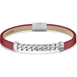 Skórzana bransoletka "Casuc" z elementem ozdobnym. Szare bransoletki damskie TOMMY HILFIGER, ze skóry, ze stali. W wyprzedaży za 199,95 zł.