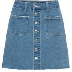 Spódniczka dżinsowa z guzikami bonprix niebieski "bleached”. Niebieskie spódniczki damskie bonprix, bez wzorów, rozkloszowane. Za 37,99 zł.
