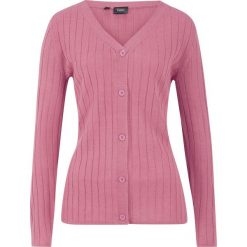 Sweter rozpinany bonprix jeżynowy sorbetowy. Fioletowe swetry damskie bonprix, bez wzorów, bez rękawów, bez kaptura. Za 54,99 zł.