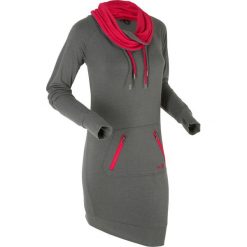 Długa bluza dresowa, długi rękaw bonprix szary melanż. Szare bluzy damskie rozpinane bonprix, z dresówki, bez kaptura. Za 59,99 zł.