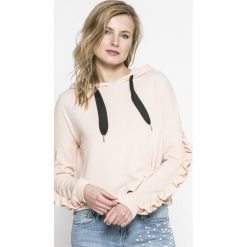 Only - Bluza. Różowe bluzy damskie ONLY, s, z nadrukiem, z bawełny, bez rękawów, z kapturem. W wyprzedaży za 39,90 zł.