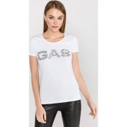 GAS Doll Gas Rock Koszulka Biały. Białe koszulki damskie Gas, m, z aplikacjami, z elastanu, rockowe, bez kołnierzyka. Za 223,95 zł.