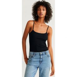 Mango - Top Baghee. Czarne bluzki damskie Mango, s, bez wzorów, z elastanu, bez kołnierzyka. Za 59,90 zł.