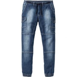 Jeansy męskie: Dżinsy bez zamka w talii Slim Fit Tapered bonprix niebieski „stone used”