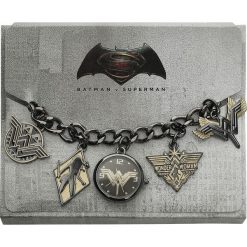 Zegarki damskie: Wonder Woman Logo Charm Watch Zegarek na rękę czarny/złoty