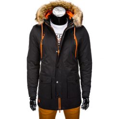 KURTKA MĘSKA ZIMOWA PARKA C358 - CZARNA. Szare kurtki męskie pikowane marki Lacoste, z gumy, na sznurówki, thinsulate. Za 189,00 zł.