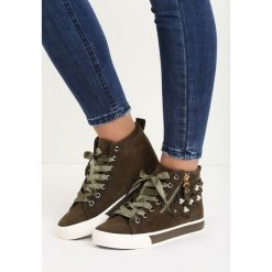 Trampki damskie slip on: Ciemnozielone Trampki Sprout