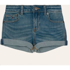 Tommy Hilfiger - Szorty dziecięce 128-176 cm. Niebieskie spodenki dziewczęce TOMMY HILFIGER, bez wzorów, z elastanu, casualowe. Za 229,90 zł.