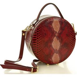 PAOLA Torebka skórzana round bag MARCO MAZZINI czerwony wąż. Czerwone kuferki damskie MAZZINI, w geometryczne wzory, ze skóry. Za 329,00 zł.