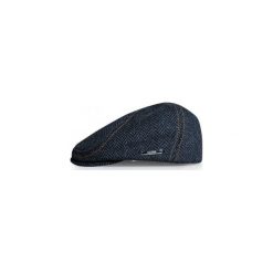 Granatowy kaszkiet/czapka w jodełkę z nausznikami G14. Niebieskie czapki męskie Modini Moda Męska, bez wzorów, z poliesteru, casualowe. Za 126,00 zł.