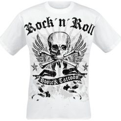 T-shirty męskie z nadrukiem: Booze & Tattoos T-Shirt biały