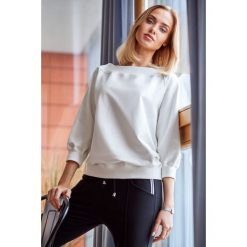 Bluza z szerokim dekoltem - ecru. Bluzy damskie Moe, s, bez wzorów, z elastanu, bez rękawów, bez kaptura. Za 139,00 zł.