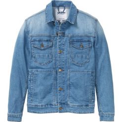 Kurtka dżinsowa ze stretchem bonprix niebieski "bleached”. Niebieskie płaszcze męskie bonprix, m, bez wzorów, bez kaptura. Za 189,99 zł.
