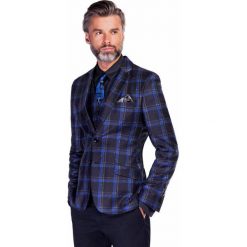 Marynarka LEONARDO MAGS000079. Niebieskie marynarki męskie slim fit Giacomo Conti, z wełny. Za 899,00 zł.