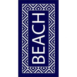 Kąpielówki męskie: Ręcznik plażowy „Texty” w kolorze granatowym – 170 x 90 cm
