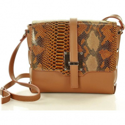 Olivia MAZZINI Torebka crossbody miejska skóra - brąz camel snake. Brązowe listonoszki damskie MAZZINI, w paski, ze skóry, klasyczne, bez dodatków. Za 269,00 zł.