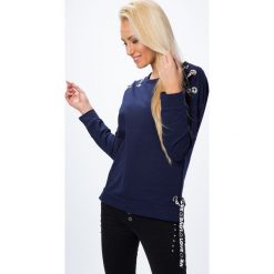 Bluza z ozdobnymi tasiemkami granatowa 1428. Szare bluzy damskie Fasardi, s, bez wzorów, bez rękawów, bez kaptura. Za 44,00 zł.