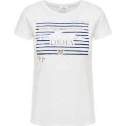 T-shirt DEHA EASY. Białe bluzki damskie Deha, z nadrukiem, z bawełny, z okrągłym kołnierzem. Za 210,00 zł.