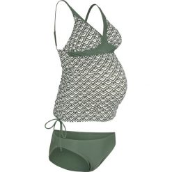 Tankini ciążowe (2 części) bonprix oliwkowo-biały. Białe stroje kąpielowe ciążowe bonprix, bez wzorów. Za 99,98 zł.