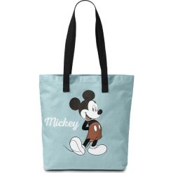 Torba shopper "Myszka Miki" bonprix jasny miętowy. Zielone torby damskie na zakupy bonprix, w paski, zdobione, bez dodatków. Za 49,99 zł.