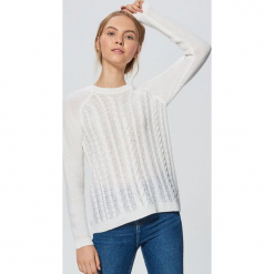 Lekki sweter z warkoczowym splotem - Kremowy. Białe bez kategorii Cropp, s, ze splotem. Za 69,99 zł.