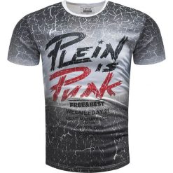 Koszulka męska t-shirt z nadrukiem szary Recea. Szare koszulki męskie Recea, s, z nadrukiem, z bawełny, klasyczne, bez kołnierzyka. Za 29,99 zł.