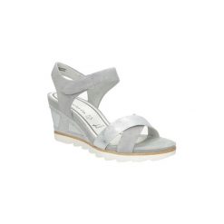 Sandały Tamaris Sandały na koturnie 1-28333-28. Szare sandały damskie marki Tamaris, z materiału. Za 238,99 zł.