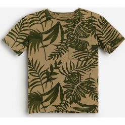 Bawełniany t-shirt ze wzorem - Khaki. Brązowe t-shirty męskie Reserved, bez wzorów, z bawełny, bez kołnierzyka. Za 39,99 zł.