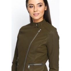 Ciemnozielona Ramoneska Perfectly. Brązowe kurtki damskie Born2be, xl, bez wzorów, długie, bez kaptura. Za 149,99 zł.