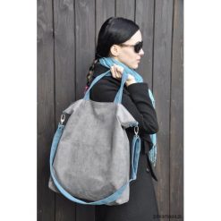 Torba hobo XXL - szarość, szmaragd. Szare torebki klasyczne damskie marki Pakamera, bez wzorów, z syntetyku, na ramię, bez dodatków. Za 129,00 zł.