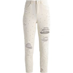Rurki damskie: Missguided RIOT HIGHWAISTED RIPPED Jeansy Slim Fit ecru