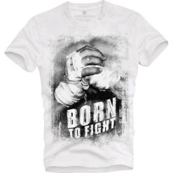 T-shirt męski UNDERWORLD Born to fight. Białe t-shirty męskie Underworld, xl, bez wzorów, z bawełny, bez kołnierzyka. Za 69,99 zł.