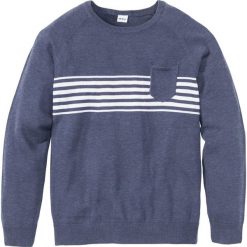 Sweter z kieszonką Regular Fit bonprix indygo melanż. Niebieskie swetry klasyczne męskie bonprix, l, melanż. Za 59,99 zł.