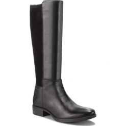 Oficerki GEOX - D Laceyin D D84BFD 05443 C9999 Black. Czarne kozaki damskie marki Geox, ze skóry ekologicznej, przed kolano, na wysokim obcasie, na obcasie, bez zapięcia. W wyprzedaży za 349,00 zł.