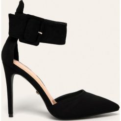 Answear - Szpilki Ideal Shoes. Czarne szpilki ANSWEAR, bez wzorów, z materiału, bez obcasa, na obcasie, na klamry. W wyprzedaży za 69,90 zł.