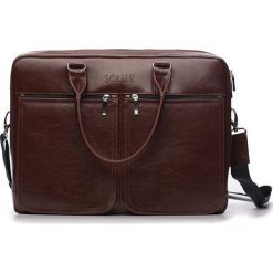 Torba Solier Męska torba ze skóry na ramię, laptopa ROYAL brązowy. Pomarańczowe torby męskie skórzane Solier, bez wzorów, ze skóry, na ramię. Za 697,27 zł.