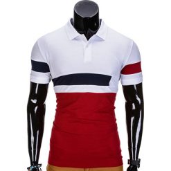 Koszulka męska polo bez nadruku S846 - czerwona. Czerwone koszulki męskie Ombre Clothing, s, z nadrukiem, polo, bez rękawów. Za 29,00 zł.