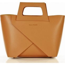 Carla MARCO MAZZINI Oryginalna torebka do ręki shopper basket camel. Brązowe torby damskie na zakupy MAZZINI, w paski, ze skóry, do ręki, bez dodatków. Za 299,00 zł.