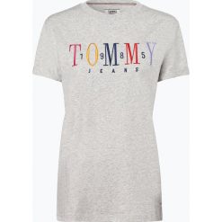 Tommy Jeans - T-shirt damski, szary. Szare t-shirty damskie Tommy Jeans, s, z haftami, z jeansu, bez kołnierzyka. Za 179,95 zł.