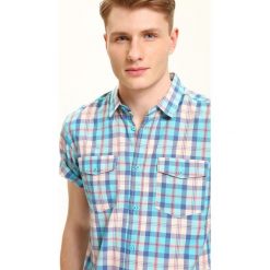 KOSZULA KRÓTKI RĘKAW MĘSKA REGULAR FIT. Szare koszule męskie w kratę Top Secret, na lato, m, z krótkim rękawem. Za 29,99 zł.