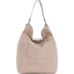 Skórzana torebka w kolorze jasnoróżowym - 30 x 55 x 15 cm. Różowe torebki klasyczne damskie w paski, ze skóry. W wyprzedaży za 299,95 zł.