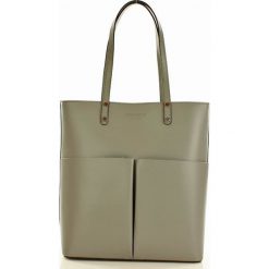 Torebka skórzany shopper z kieszeniami MARCO MAZZINI - szary. Szare shopper bag damskie MAZZINI, ze skóry. Za 299,00 zł.
